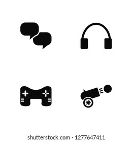Vector Illustration Of 4 Icons. Editable Pack Chat, Game, Headphones, undefined.
