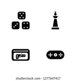 Vector Illustration Of 4 Icons. Editable Pack Dices, Browser, Chess, undefined.