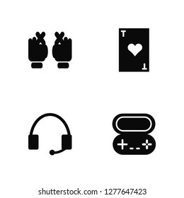 Vector Illustration Of 4 Icons. Editable Pack Rock, Headphones, Poker, undefined.