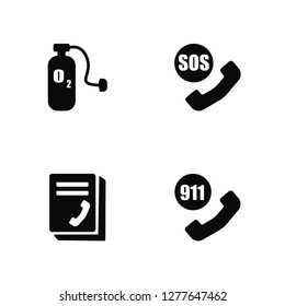 Vector Illustration Of 4 Icons. Editable Pack Oxygen, Phonebook, Sos, undefined.
