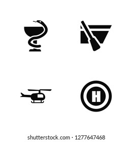 Vector Illustration Of 4 Icons. Editable Pack Medical, Helicopter, Lifeboat, undefined.