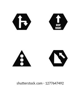 Vector Illustration Of 4 Icons. Editable Pack Turn right, Traffic light, Keep undefined.