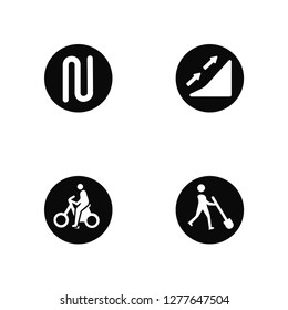 Vector Illustration Of 4 Icons. Editable Pack Bend, Bicycle, Slope, undefined.