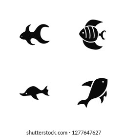 Vector Illustration Of 4 Icons. Editable Pack Fish, undefined.
