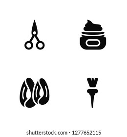 Vector Illustration Of 4 Icons. Editable Pack Hair Scissors, Sample, Cream, undefined.