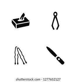 Vector Illustration Of 4 Icons. Editable Pack Wet Wipes, Bobby Pins, Tweezers, undefined.