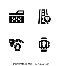 Vector Illustration Of 4 Icons. Editable Pack Binary, Ball, Road, undefined.