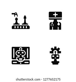Vector Illustration Of 4 Icons. Editable Pack Chess, Robot, undefined.