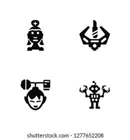 Vector Illustration Of 4 Icons. Editable Pack Nurse, Robot, Science, undefined.