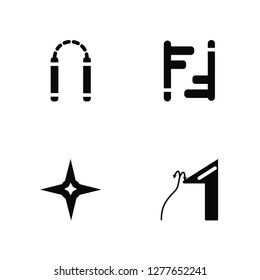 Vector Illustration Of 4 Icons. Editable Pack Nunchaku, Shuriken, Tonfa, undefined.