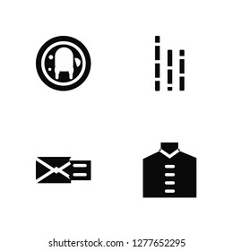 Vector Illustration Of 4 Icons. Editable Pack Envelope, Bamboo, undefined.
