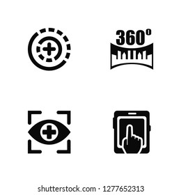 Vector Illustration Of 4 Icons. Editable Pack 360 degrees, Eye, undefined.