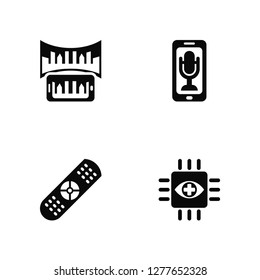 Vector Illustration Of 4 Icons. Editable Pack Smartphone, Remote control, undefined.