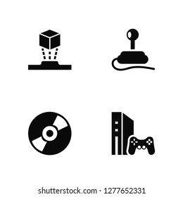 Vector Illustration Of 4 Icons. Editable Pack Hologram, Compact disc, Joystick, undefined.