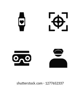 Vector Illustration Of 4 Icons. Editable Pack Smartwatch, Stereoscope, Target, undefined.