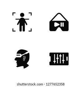 Vector Illustration Of 4 Icons. Editable Pack Body, Face, Vr, undefined.