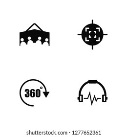 Vector Illustration Of 4 Icons. Editable Pack Telepresence, 360 degree, Target, undefined.