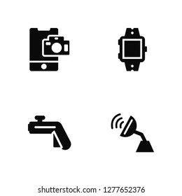 Vector Illustration Of 4 Icons. Editable Pack Camera, Controller, Smartwatch, undefined.
