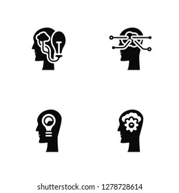 Vector Illustration Of 4 Icons. Editable Pack Idea, Brainstorm, undefined.