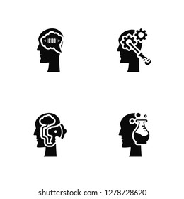 Vector Illustration Of 4 Icons. Editable Pack Idea, Head, undefined.