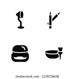 Vector Illustration Of 4 Icons. Editable Pack Stand Hairdryer, Moustache Product, Eye Pencil, undefined.