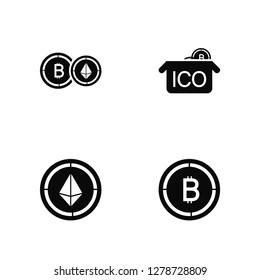 Vector Illustration Of 4 Icons. Editable Pack Exchange, Ethereum, Ico, undefined.