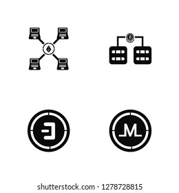 Vector Illustration Of 4 Icons. Editable Pack Ethereum, Dash, Blockchain, undefined.