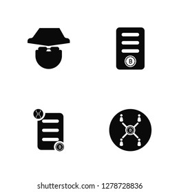 Vector Illustration Of 4 Icons. Editable Pack Anonymity, Bitcoin, undefined.