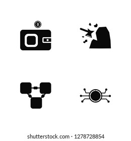 Vector Illustration Of 4 Icons. Editable Pack Blockchain, Mining, undefined.