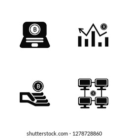 Vector Illustration Of 4 Icons. Editable Pack Blockchain, Bitcoin, undefined.