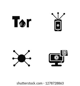 Vector Illustration Of 4 Icons. Editable Pack Tor, Network, Smartphone, undefined.