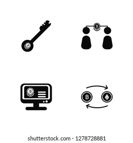 Vector Illustration Of 4 Icons. Editable Pack Blockchain, Bitcoin, undefined.