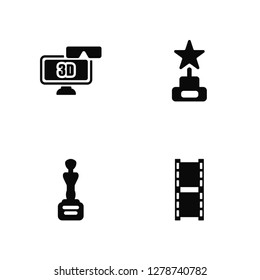 Vector Illustration Of 4 Icons. Editable Pack 3D Television, Movie Award, Star undefined.