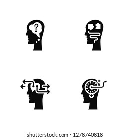 Vector Illustration Of 4 Icons. Editable Pack Thinking, undefined.