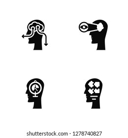 Vector Illustration Of 4 Icons. Editable Pack Thinking, undefined.