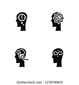 Vector Illustration Of 4 Icons. Editable Pack Thinking, undefined.