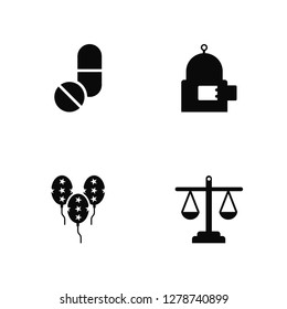 Vector Illustration Of 4 Icons. Editable Pack Medicine, Ballons, Freedom, undefined.