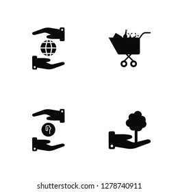 Vector Illustration Of 4 Icons. Editable Pack World, Animal Rights, Food, undefined.