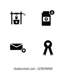 Vector Illustration Of 4 Icons. Editable Pack Well, Donation, Cash Box, undefined.