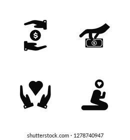Vector Illustration Of 4 Icons. Editable Pack Donation, undefined.