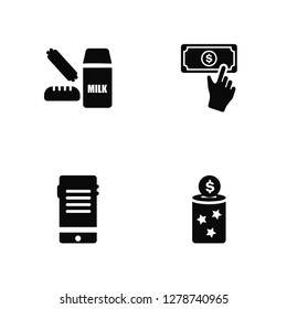 Vector Illustration Of 4 Icons. Editable Pack Bread, Donate, Donation, undefined.