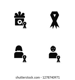 Vector Illustration Of 4 Icons. Editable Pack Gift, Woman, Ribbon, undefined.