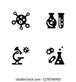 Vector Illustration Of 4 Icons. Editable Pack Cell, Microscope, Laboratory, undefined.