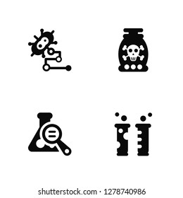 Vector Illustration Of 4 Icons. Editable Pack Bacteria, Research, Vial, undefined.
