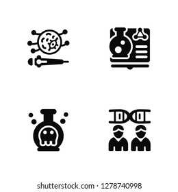 Vector Illustration Of 4 Icons. Editable Pack Petri dish, Poison, Science book, undefined.