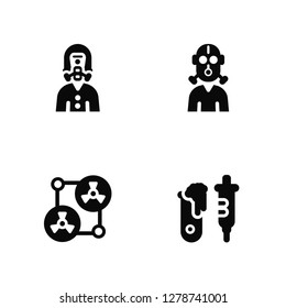 Vector Illustration Of 4 Icons. Editable Pack Suit, Shaker, Gas mask, undefined.
