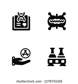 Vector Illustration Of 4 Icons. Editable Pack Chemistry, Radiactive, Cell division, undefined.