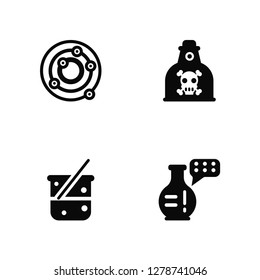 Vector Illustration Of 4 Icons. Editable Pack Atoms, Beaker, Poison, undefined.