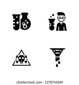 Vector Illustration Of 4 Icons. Editable Pack Test tube, Toxic, Professor, undefined.
