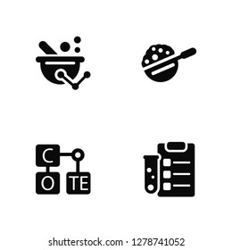 Vector Illustration Of 4 Icons. Editable Pack Mortar, Periodic table, Spoon, undefined.